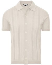 Patrick Assaraf - Short-Sleeve Button-Down Knitted Shirt - Lyst