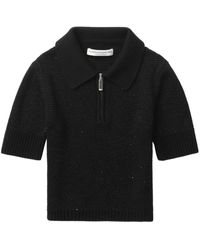 Alessandra Rich - Sequinned Quarter-zip Knitted Top - Lyst