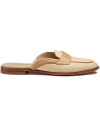 Santoni - Braided Leather-Trim Flat Mules - Lyst