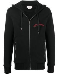 McQueen - Embroidered Logo Zip-Up Hoodie - Lyst