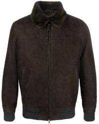 Brioni - Shearling-collar Leather Jacket - Lyst