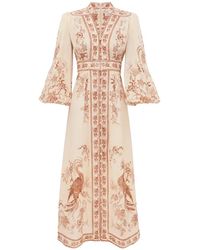 Zimmermann - Robe Mi-Longue Indra À Fleurs - Lyst
