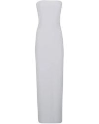 Norma Kamali - Long Strapless Silk Dress - Lyst