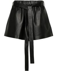 RED Valentino - Belted-Waist Leather Shorts - Lyst