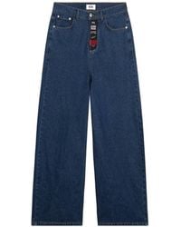 Gcds - Logo-Patch Wide-Leg Jeans - Lyst