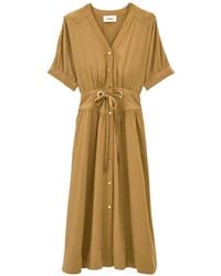 Ba&sh - Vestido Midi Parisa Acampanado Con Cordones En La Cintura - Lyst
