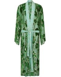 Roberto Cavalli - Floral-Pattern Velvet Robe - Lyst