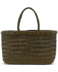 Dragon Diffusion - Mini Flat Gora Woven-Leather Tote Bag - Lyst
