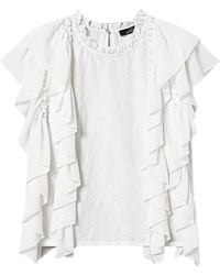 Twinset - Gerüschte Bluse Mit Stickerei - Lyst