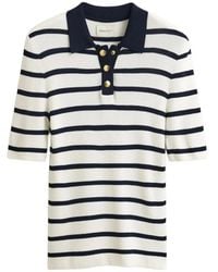 GANT - Striped Ribbed-Knit Polo Top - Lyst