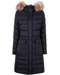 Moncler - Gewatteerde Jas Met Afwerking Van Bont - Lyst