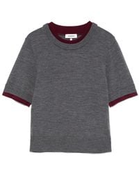 Sandro - Contrasting-Trim T-Shirt - Lyst