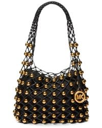Michael Kors - Small Gwen Bead-Embellished Woven Shoulder Bag - Lyst