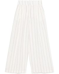 Peserico - Pantalon Palazzo En Lin À Fines Rayures - Lyst