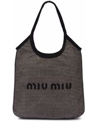 Miu Miu Bolso shopper con logo estampado - Negro