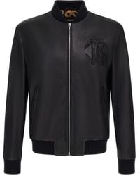 Roberto Cavalli - Embossed Leather Jacket - Lyst