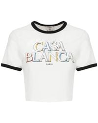 CASABLANCA - Logo-Print Cropped T-Shirt - Lyst