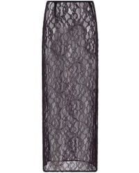 Laneus - Chantilly Midi-Rok Met Kant - Lyst