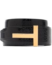 Tom Ford - Crocodile-Embossed T-Buckle Belt - Lyst