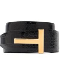 Tom Ford - Crocodile-Embossed T-Buckle Belt - Lyst