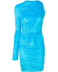 Balenciaga - Asymmetric Ruched Crushed-velvet Mini Dress - Lyst