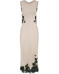 Christopher Esber - Hibiscus Embroidered-Lace-Insert Midi Dress - Lyst