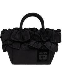 Ganni - Logo Ruffled Tote Bag - Lyst