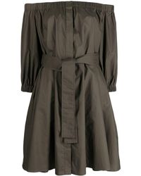 P.A.R.O.S.H. - Off-shoulder Cotton Belted Dress - Lyst