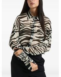 Patrizia Pepe - Zebra-Print Semi-Sheer Shirt - Lyst