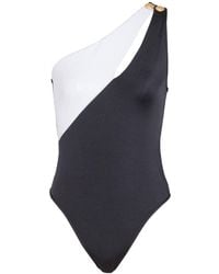 Balmain - One-Shoulder-Badeanzug in Colour-Block-Optik - Lyst