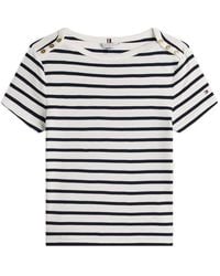 Tommy Hilfiger - Striped Button-Detail T-Shirt - Lyst