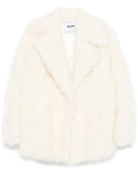 MSGM - Faux Fur Notched Lapel Coat - Lyst