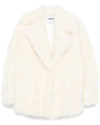 MSGM - Faux Fur Notched Lapel Coat - Lyst