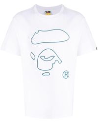A Bathing Ape - Katoenen T-shirt Met Logoprint - Lyst