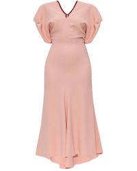 Victoria Beckham - Puff-Sleeved Midi Dress - Lyst