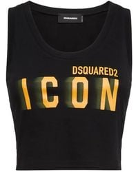 DSquared² - Icon Blur Cropped Tank Top - Lyst