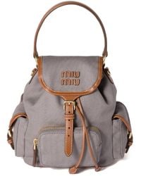 Miu Miu - Leather-Trimmed Canvas Backpack - Lyst