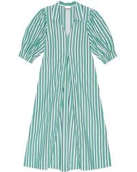 Ganni - Striped Organic Cotton Shirtdress - Lyst