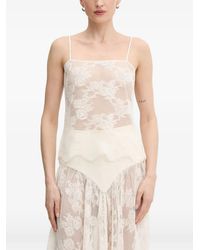 Bardot - Hildie Sheer Lace Spaghetti-Strap Sleeveless Blouse - Lyst