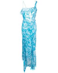 Acne Studios - Chiffon Ruffle Blue Maxi Dress - Lyst