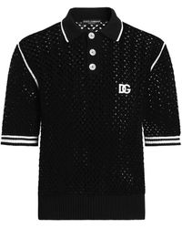 Dolce & Gabbana - Crochet-Knit Short-Sleeve Polo Shirt - Lyst