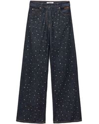 MSGM - Rhinestone-Embellished Wide-Leg Jeans - Lyst