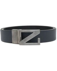ZEGNA - Logo-Buckle Leather Belt - Lyst