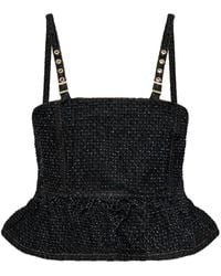 Ganni - Haut En Jean À Design Péplum - Lyst