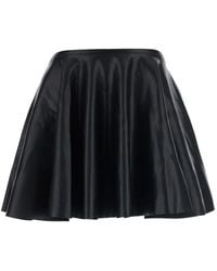 Norma Kamali - Minijupe Évasée En Cuir - Lyst