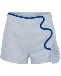 AZULU - Naomi Wavy-Trim Shell-Patch Shorts - Lyst
