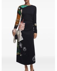Desigual - Patchwork-Print Ruched Midi Dress - Lyst