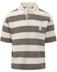 Ami Paris - Ami De Coeur Striped Polo Shirt - Lyst