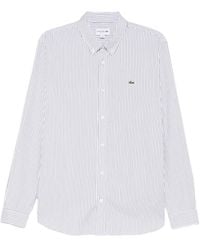 Lacoste - Gestreiftes Hemd Mit Logo-Patch - Lyst