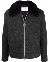 Ami Paris - Detachable Faux-fur Collar Jacket - Lyst